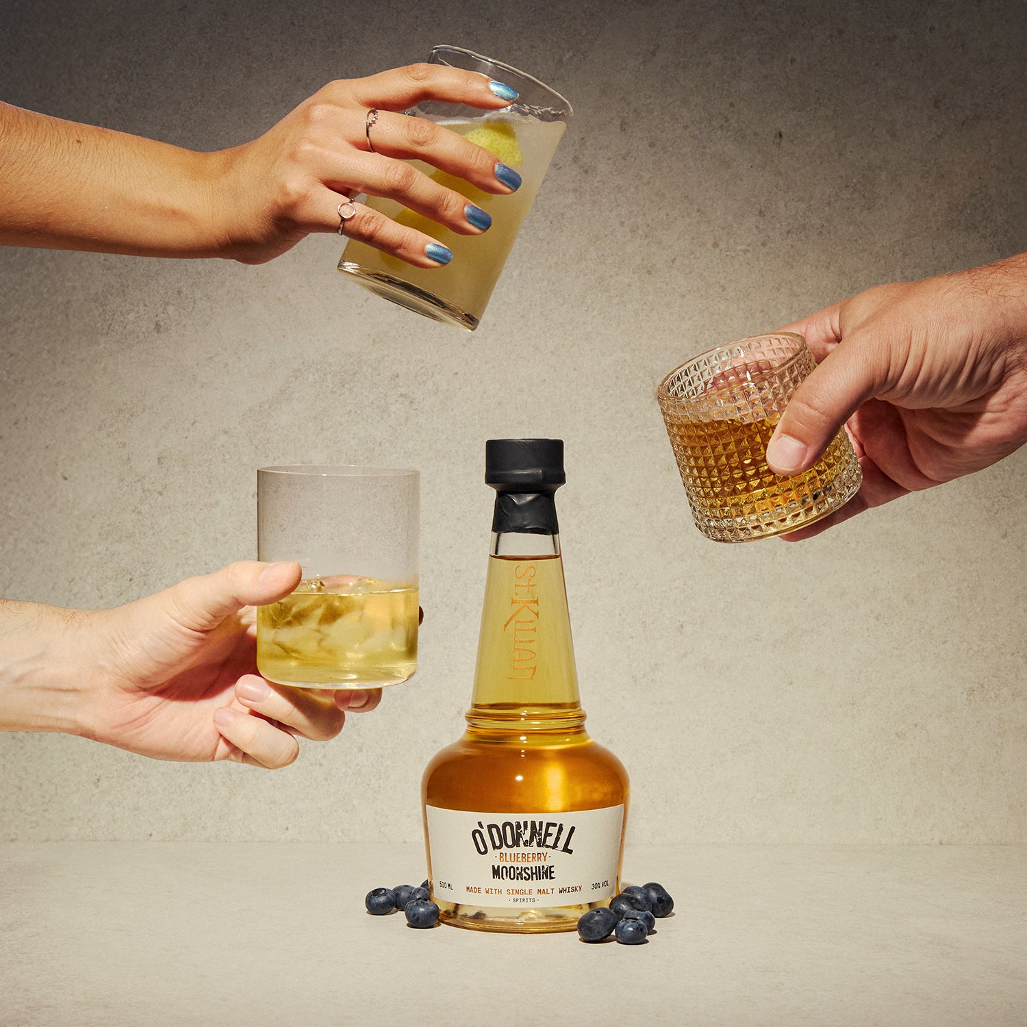 O'Donnell Blueberry Moonshine, O'Donnell und St.Kilian, hergestellt mit Single Malt Whisky