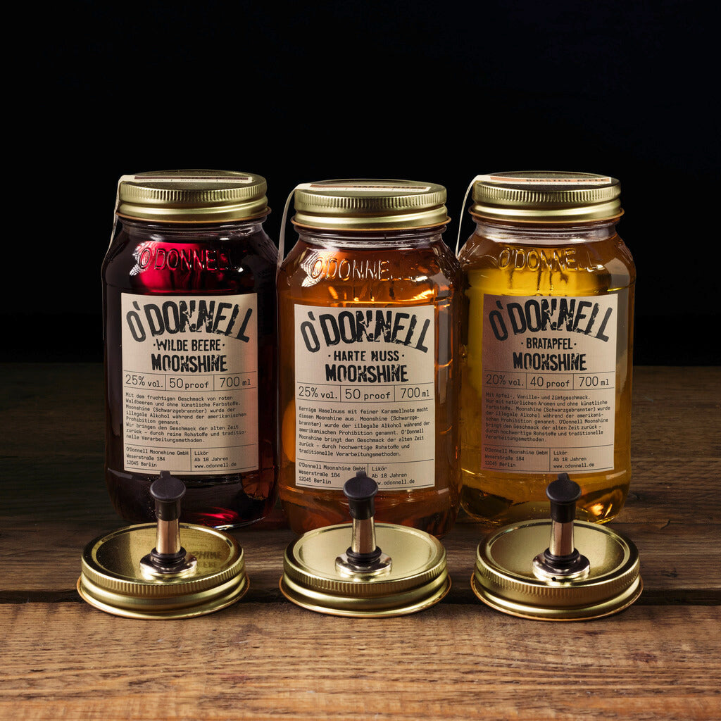 O'Donnell Moonshine  Set groß (3x700ml + 3xAusgießer) – O'Donnell Moonshine  AT