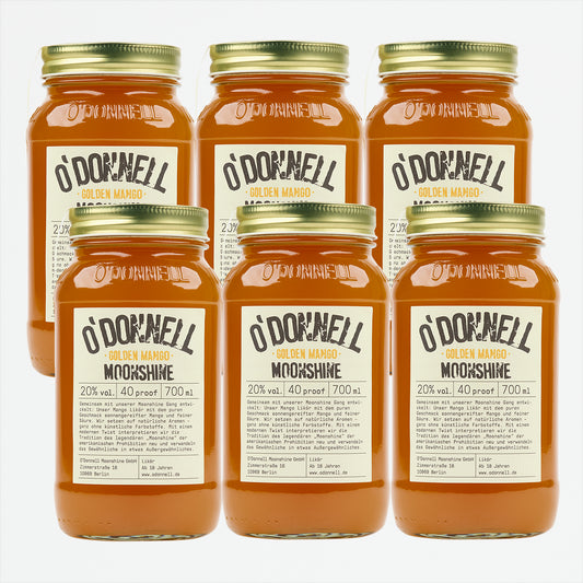 6er Mango-Likörglas auf weißem Hintergrund