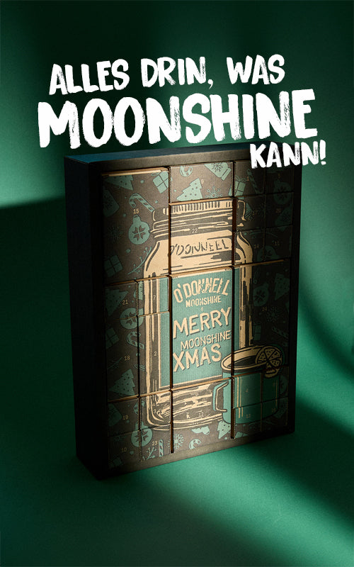 Adventskalender auf grünem Hintergrund mit dem Text „Alles drin, was Mondschein kann“