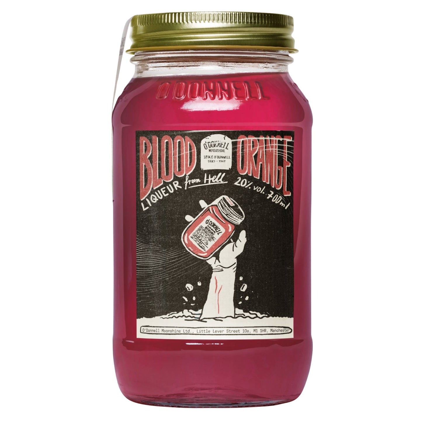 Blutorangen-Likörglas auf weißem Hintergrund