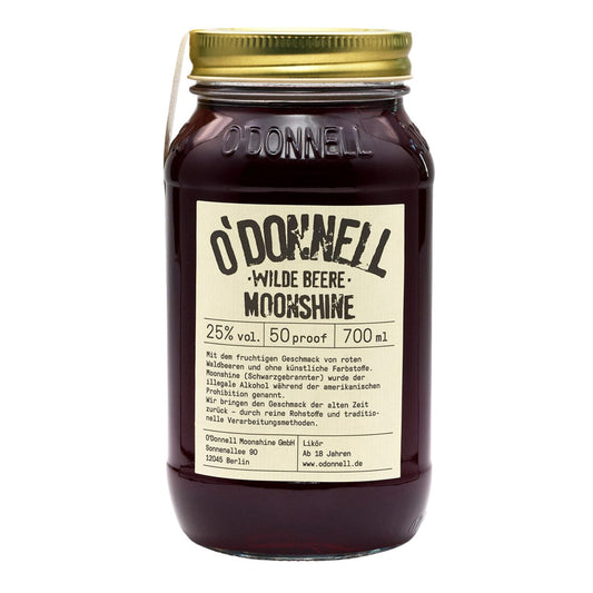 O'Donnell Moonshine Wilde Beere 700ml auf weißem Hintergrund