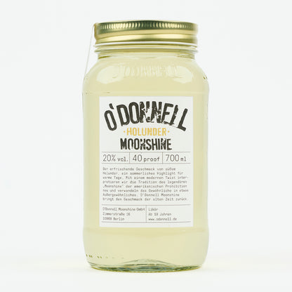 Das Produktbild des O'Donnell Moonshine 700ml Holunder Mason Jar mit 20% vol.