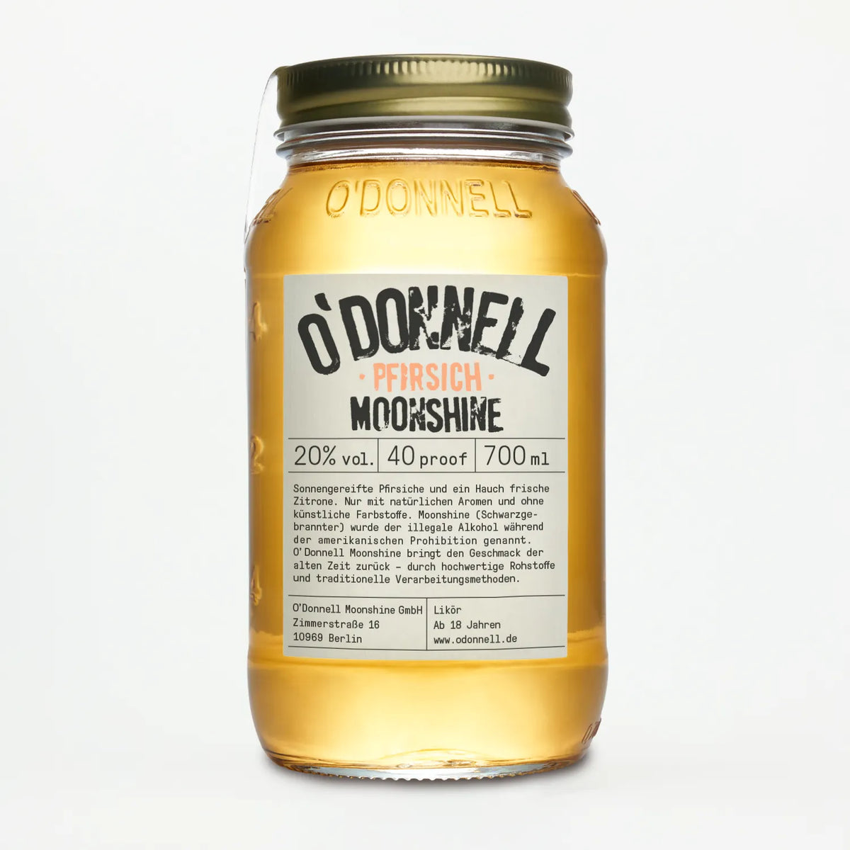O'Donnell Moonshine Pfirsich 700ml Jar.