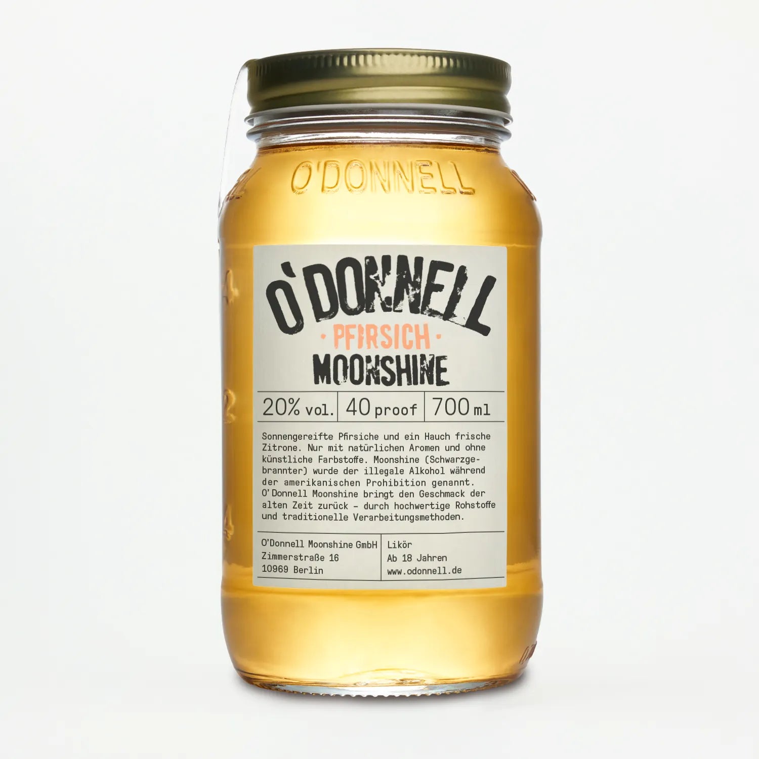 O'Donnell Moonshine Pfirsich 700ml Jar.