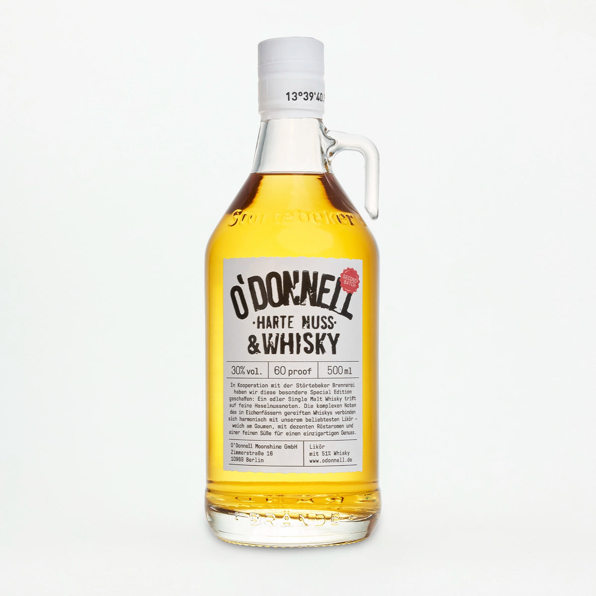 Der O'Donnell Moonshine Whisky x Harte Nuss Likör im 500ml Sonder-Jar.